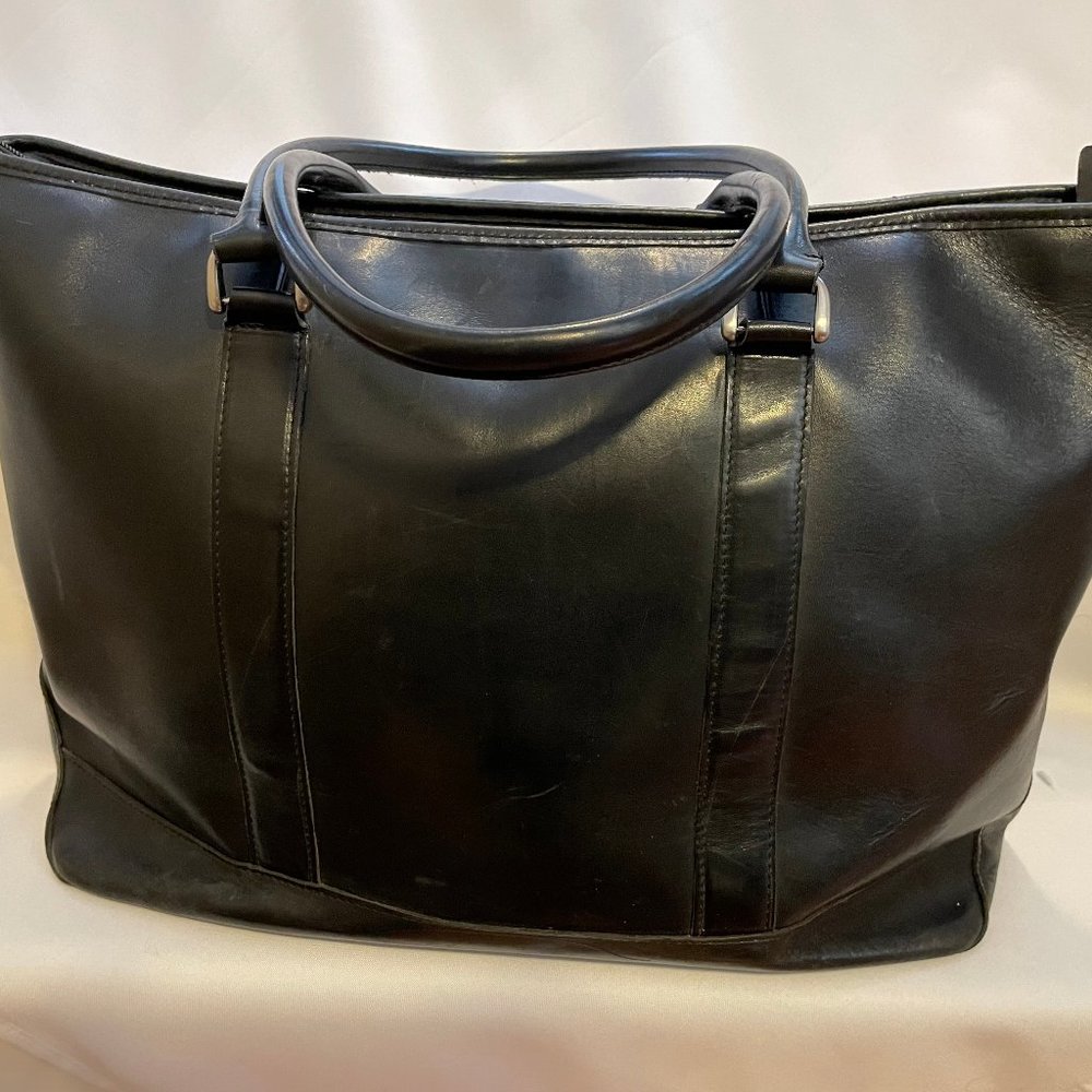 LL Bean Black Leather Unisex Tote